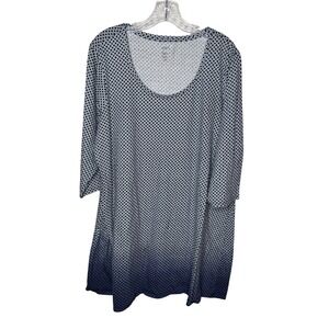 J.Jill Pure Jill Ballet Sleeve Tunic Top 2X Geometric Print Cotton Ombre